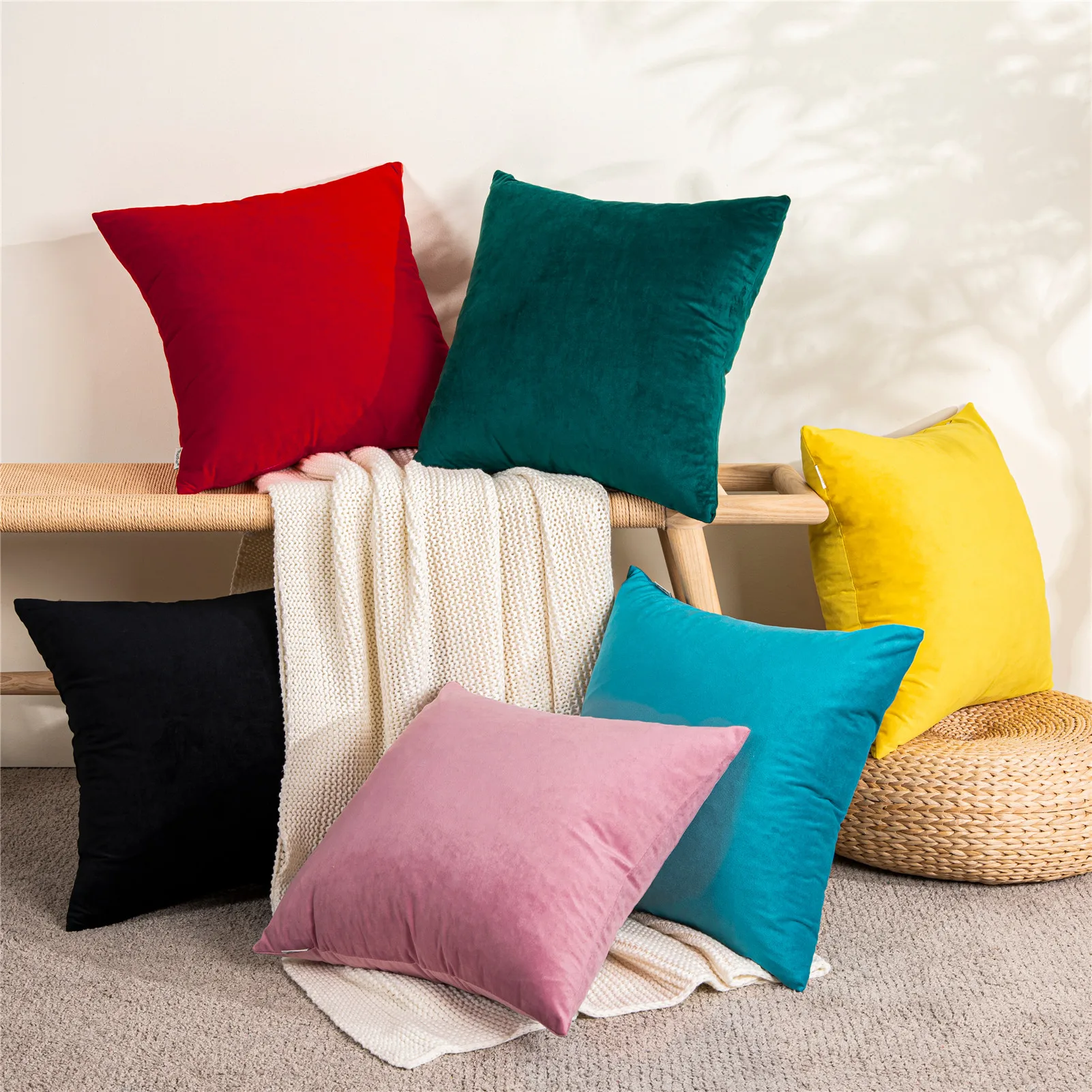 45x45cm Square Velvet Cushion Cover Case Throw Pillow Case Home Sofa Decorative 