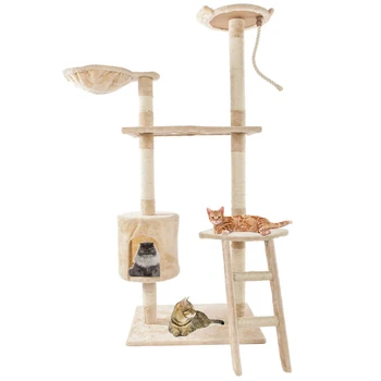 

Cat Climbing Tree Cat Toy Tower with Ladder Cave Cat House Furniture Pets Play Tree Scratching Jumbing Tree
