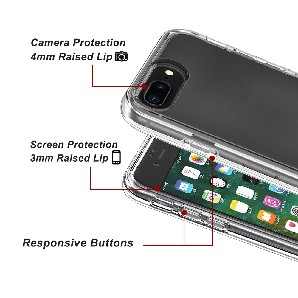Transparent Case For iPhone 7 8 Protection PC Bumper For iPhone 7 Plus TPU Case Funda 2