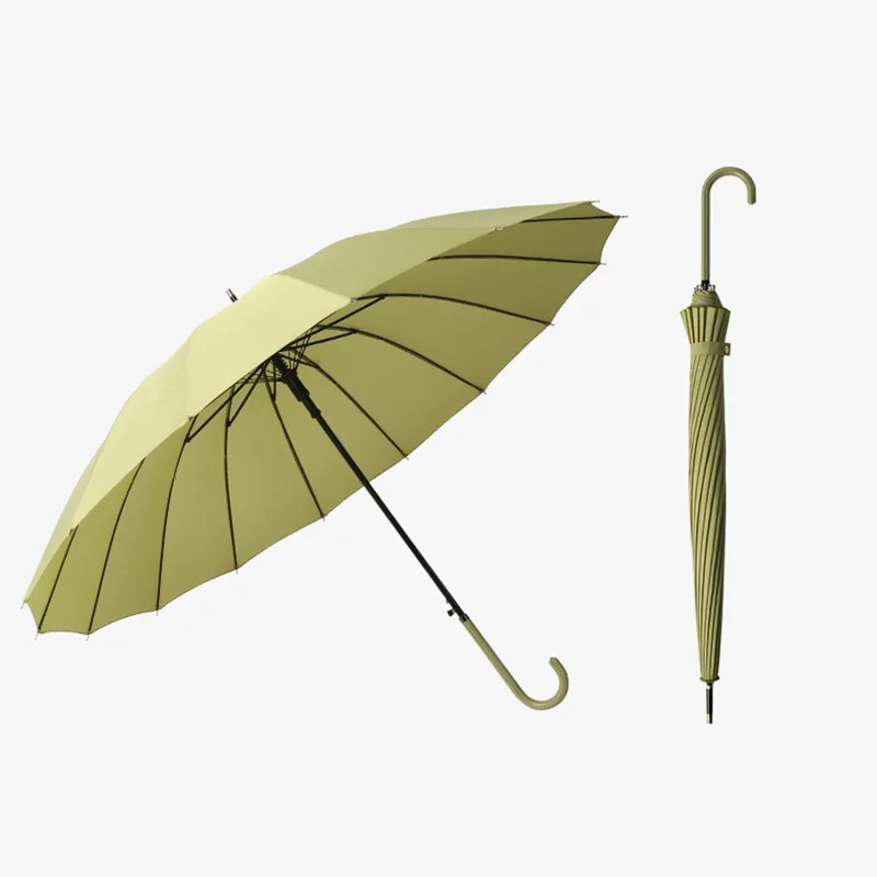 High Density Pongee Cloth 16 Bones J Leather Handle Golf Umbrella Windproof Large Canopy Classic Stick Oversize зонт мужской | Дом и
