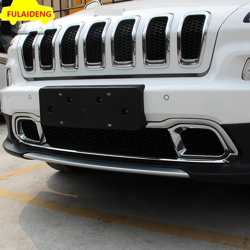 1 шт. для Jeep Cherokee- ABS Хром Передняя Центральная гоночная решетка бампер крышка отделка автомобиля Стайлинг Аксессуары
