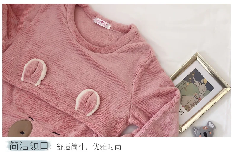 RN-9 Winter Cartoon Coral Fleece Maternity Cothing Womens Flannel Nightwear Pregnant Pajamas Sets Nursing Sleepwear Suit