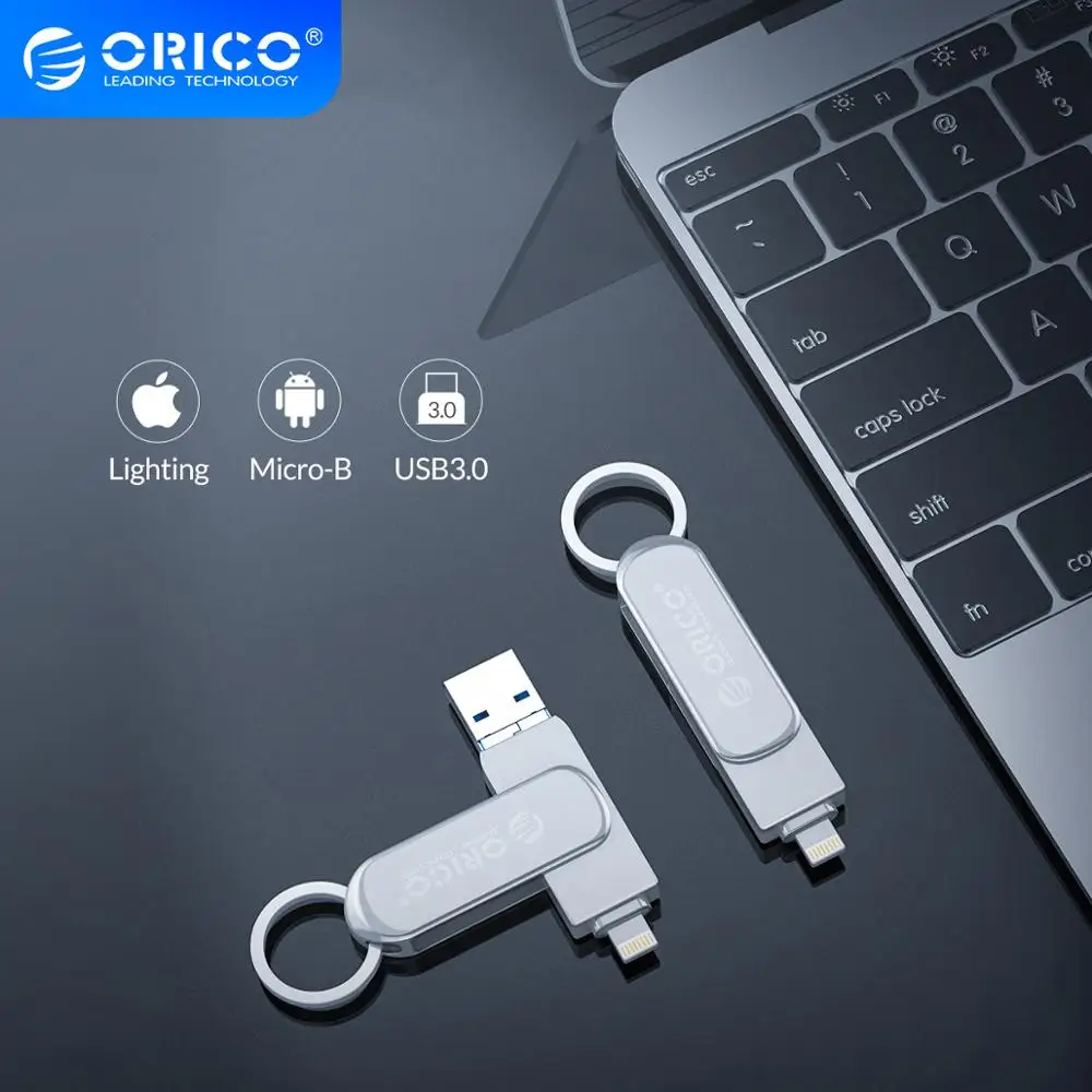 USB флеш накопитель ORICO 64 ГБ 32 3 в 1 usb с разъемом Micro B 0 Поддержка систем IOS/Andriod/PC|USB