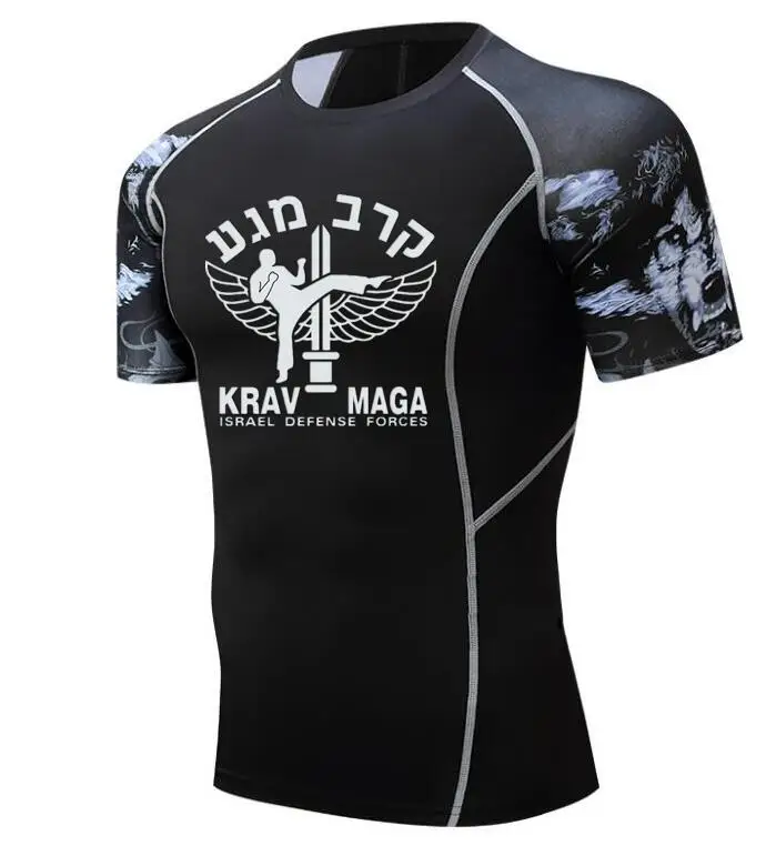 Мужские футболки Israel Krav maga, компрессионные футболки, 3D подростковые Трикотажные изделия с волком, короткий рукав, футболка для фитнеса, мужские футболки MMA