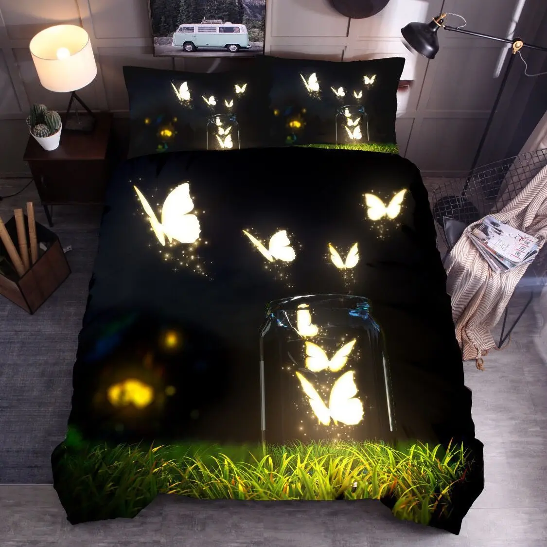 Bedding Set Duvet Cover 3D Home Textiles Bedclothes pillowcase 3pcs Colorful butterfly Gorgeous luxury bedding
