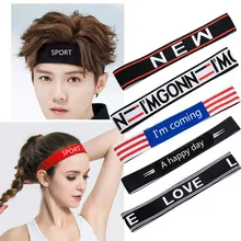 Эластичная спортивная повязка на голову с буквами, шарф для пота, высокое качество, ткань, для спорта на открытом воздухе, для молодых мужчин и женщин, 10 узоров