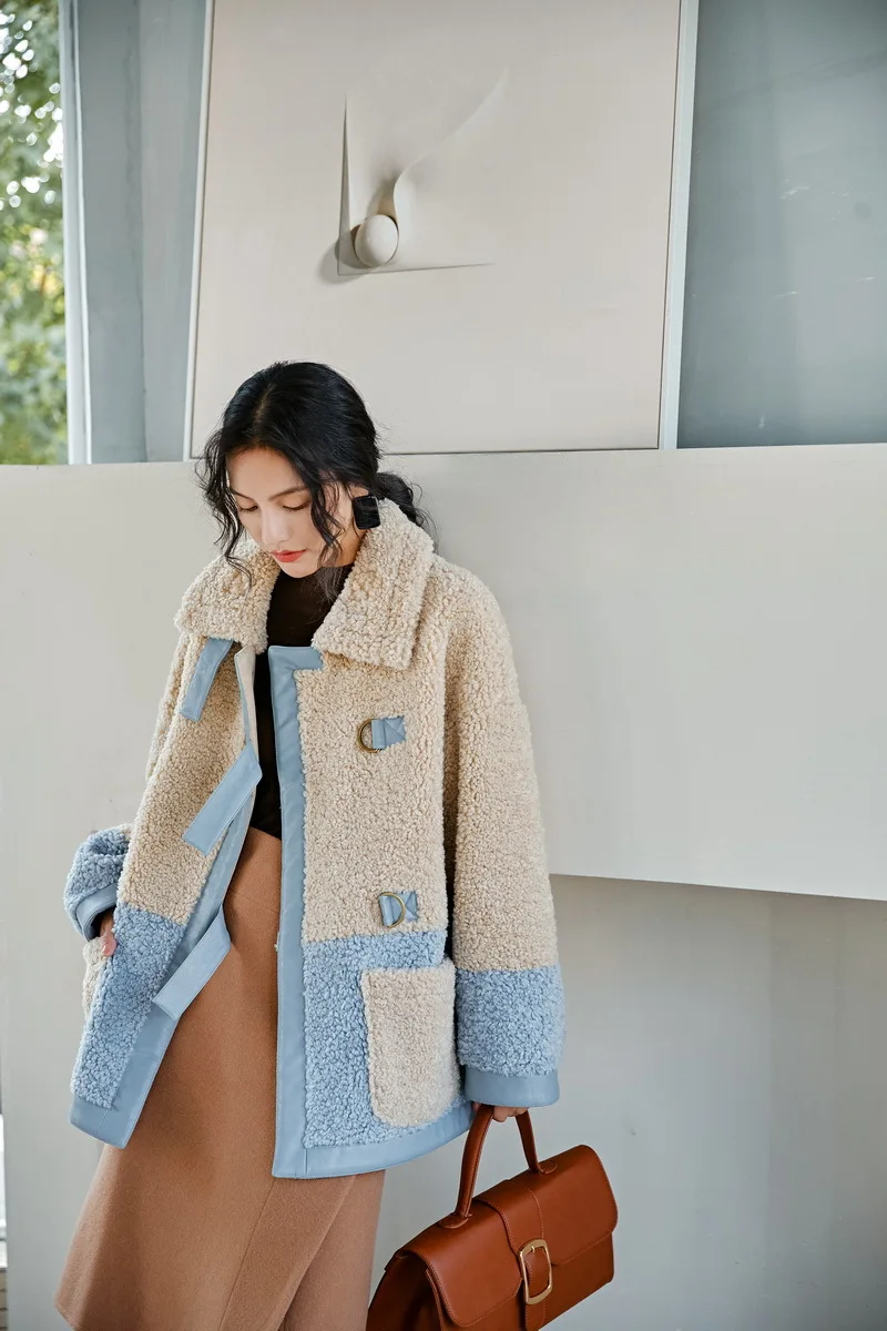 Winter Women High Quality faux lambswool Fur OverCoats Luxury long casual Thick Warm Plus Size female cloth beige free ship