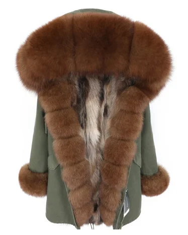 Лисий Мех подклад куртки длинное пальто с мехом Женская съемная теплая парка Толстая теплая Свободная верхняя одежда зимняя женская одежда - Цвет: 14