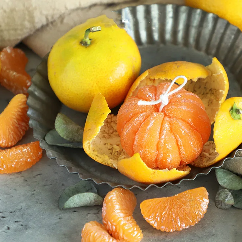 

3d Orange DIY Aromatherapy Plaster Candle Expanding Stone Handmade Silicone Mold for Resin Fruit Candle Molds