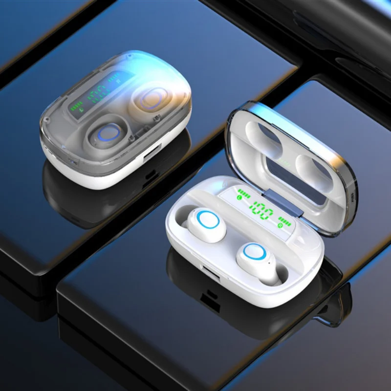 TWS Bluetooth гарнитура 5,0 истинная Беспроводная Двусторонняя стерео с цифровым дисплеем(белый