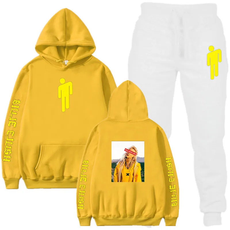 6yellow white Billie Eilish, мужские спортивные костюмы с капюшоном, повседневный спортивный костюм, спортивные костюмы, новая спортивная одежда, мужские спортивные комплекты, спортивный костюм, женский спортивный костюм для мужчин - Цвет: 6yellow white