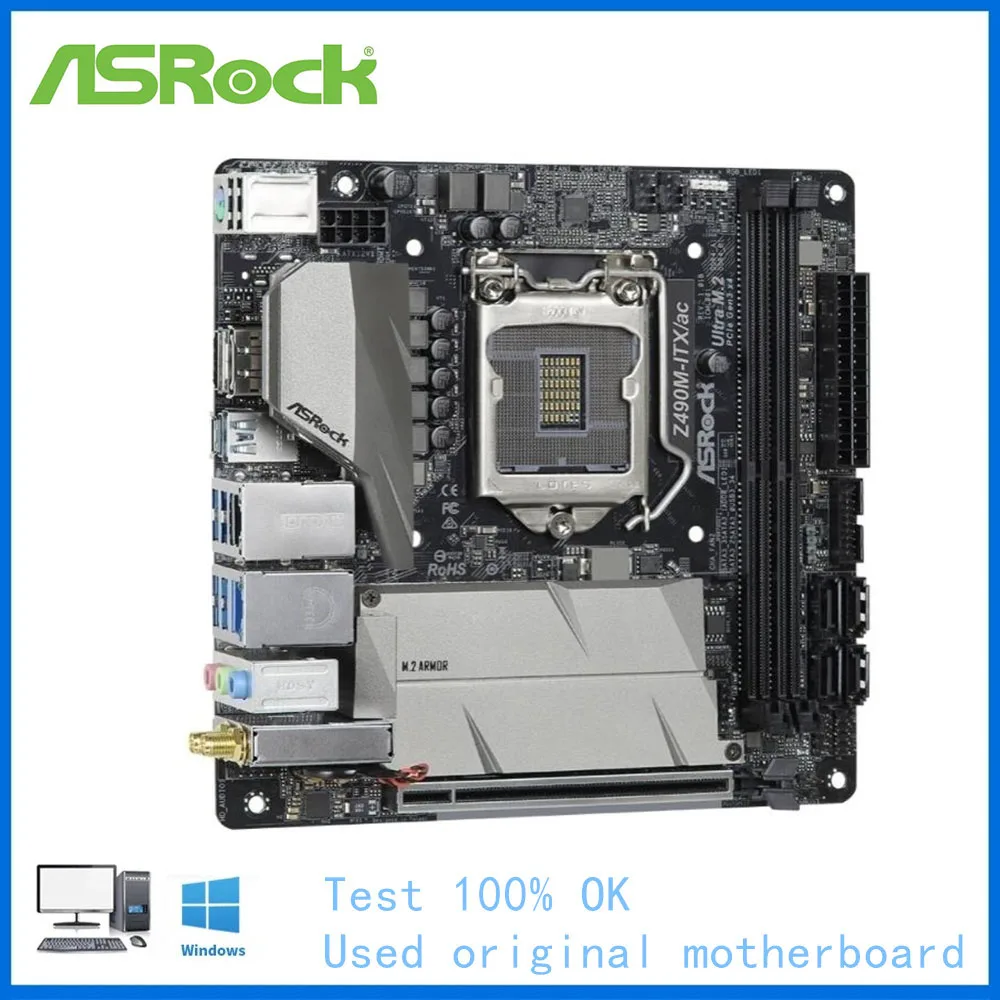 Usato Itx Mini Z490M-Itx Per Scheda Madre Del Computer Asrock Z490M-Itx/Ac Scheda Madre Desktop Lga 1200 Ddr4 Z490