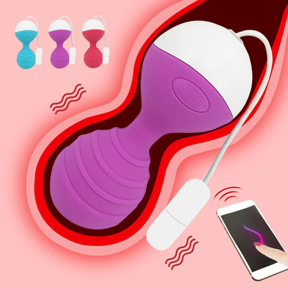 Tanie Inteligentna kontrola aplikacji wibratory dla kobiet USB ładowanie wibracyjne skocz jaja kula
