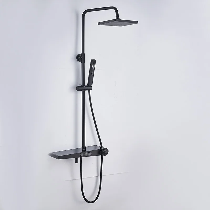 Black shower set thermostatic bath mixer bathroom shower set black Bathtub faucet shower set