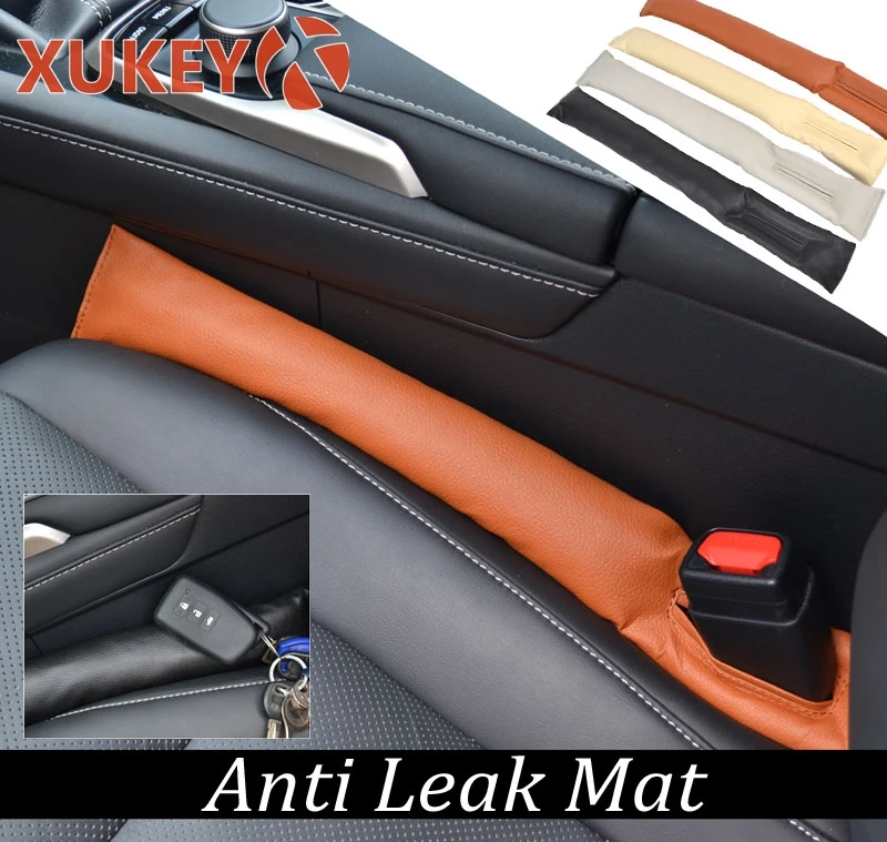 

Xukey 1pcs Seat Cushion Gap Crevice Pad Fillers Car PU Leather Spacer Storage Protector Cover Leakproof Armrest Black Brown Gray