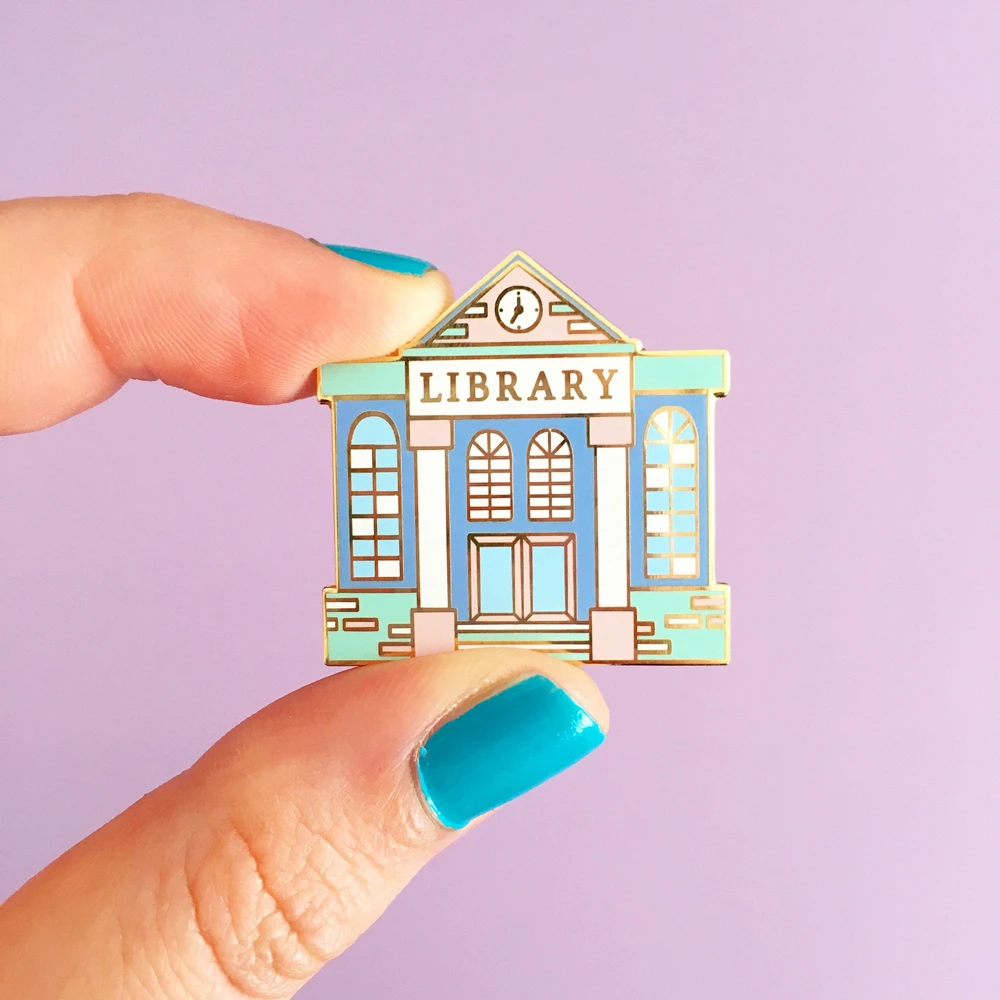 

Simplicity Cartoon Library Hard Enamel Pin Book Lover Lapel Pins Literary Bookworm Badge Backpack Pins Decor Jewelry Unique Gift