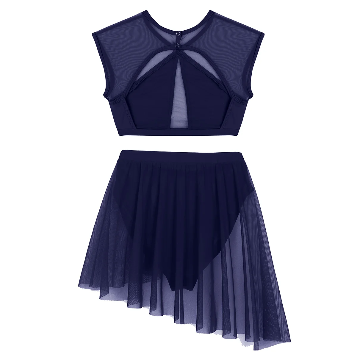 Women ballet Dress leotard Asymmetric Contemporary Lyrical Dance Dress Sleeveless Criss Cross Crop Tops + Short Skirt ballet leotard,dance leotard,ballet dress,girls dance costumes