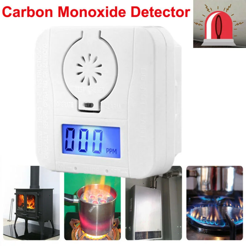 White CO Gas Warning Alarm Mini Monoxide&Smoke Detector W/ Memory Function