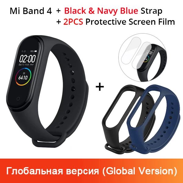 GV N Black Navyblue Xiaomi mi Band 4 новейший музыкальный Смарт mi band 4 браслет пульсометр фитнес 135 мАч цветной экран Bluetooth 5,0 - Цвет: GV N Black Navyblue