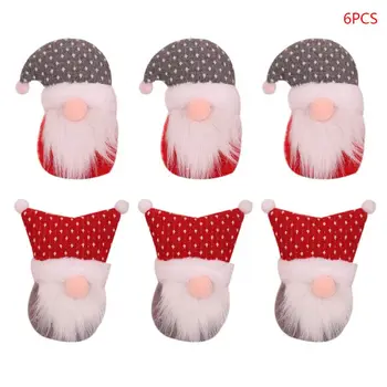 

6x Handmade Christmas Elf Decoration Swedish Gnome Tomte Toy Faceless Wool Doll