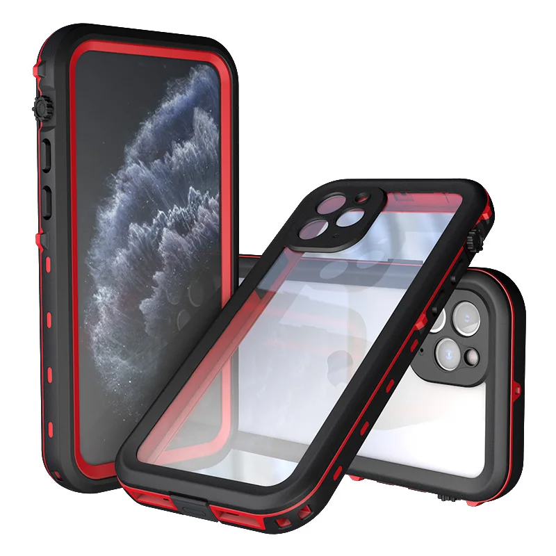 DOT Series Red Противоударный подводный чехол для iPhone 11 Pro 11 чехол для спорта на открытом воздухе IP68 водонепроницаемый пылезащитный чехол для дайвинга для iPhone 11 Pro Max - Цвет: DOT Series Red