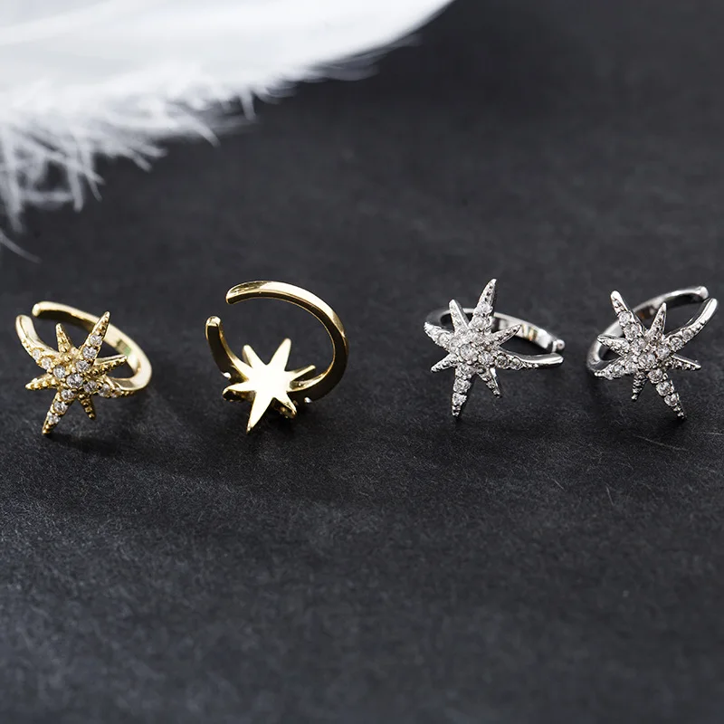 

Anise Star Earring No Pierced Ear Clip Cuff 100% 925 Sterling Silver Jewelry Shining Zircon Earring Beautiful Women Wedding Gift