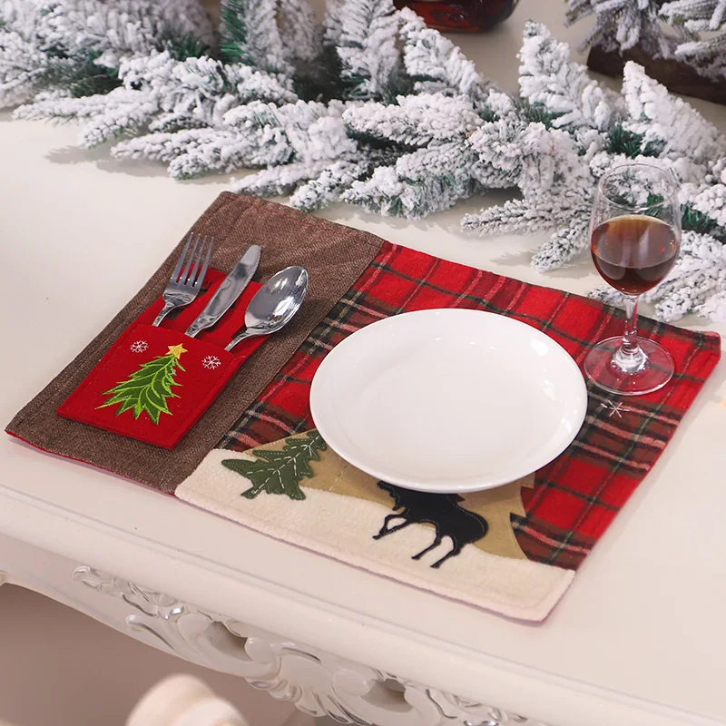 Рождественский набор ножей, вилок, столовых приборов, юбка, штаны, носки, Navidad Natal, рождественские украшения для дома, Рождество, год - Цвет: red christmas tree