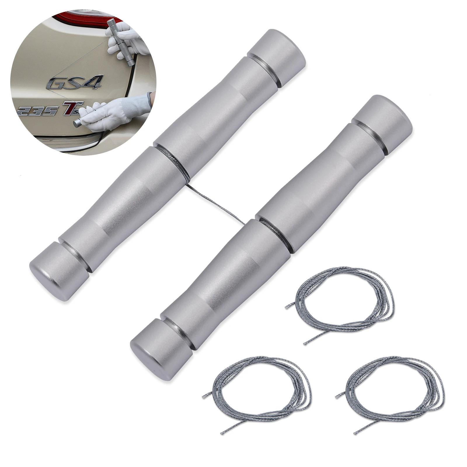 

EHDIS Car Logo Emblems Removal Tool Kit Auto Front Rear Sign Label Take Off Handle with 3 PE Line Window Glue Cleaning Tool Set