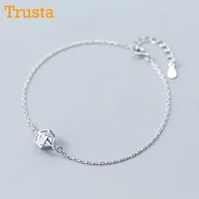 Trusta 925 твердого стерлингового серебра женские Модные ювелирное изделие в виде многоугольника, CZ браслет 18 см для девушек; Прямая DS833