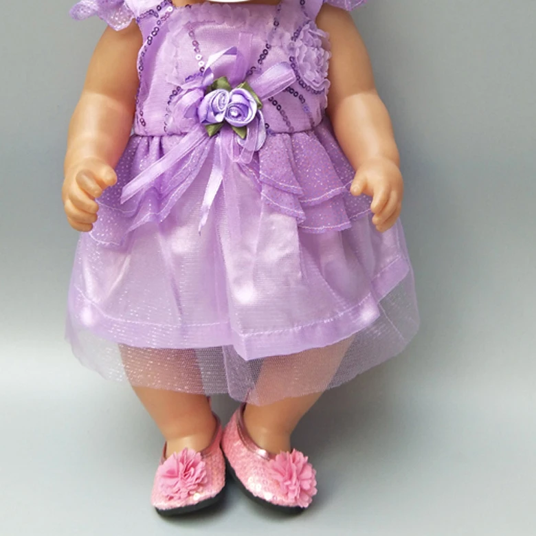Платье для куклы 43 см, Одежда для куклы born bebe born кружевное платье с нижним бельем для девочки 18 дюймов, розовое платье для куклы
