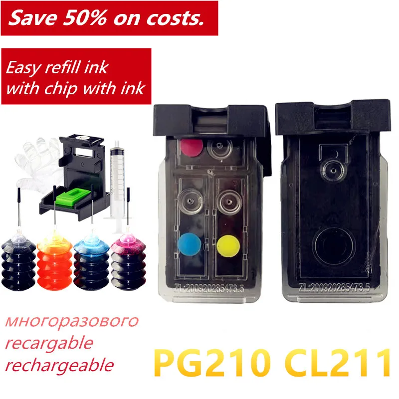 

PG210 CL211 Refillable Ink Cartridge for Canon PG-210 CL-211 XL Printer PIXMA MP480 MP490 MP495 MX320 MX330 MX340 MX350 MX410