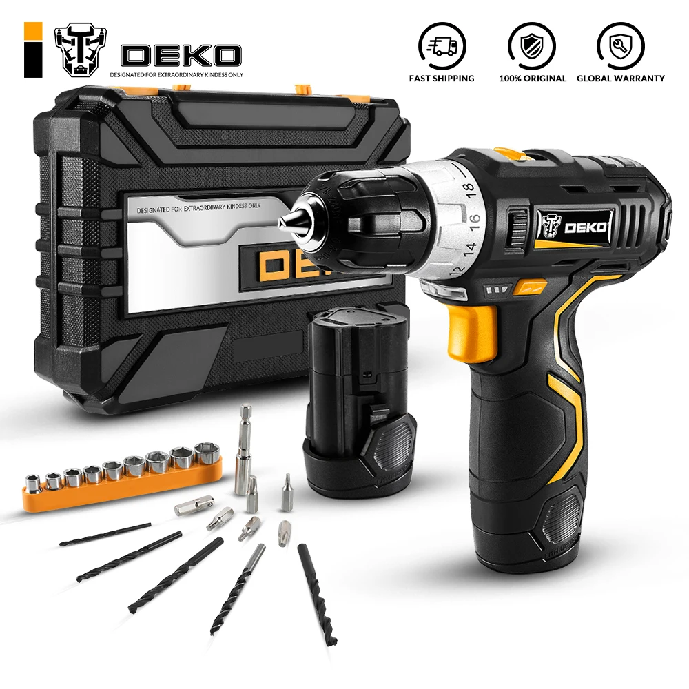 DEKO GCD12DU3 12V электрическая мини дрель Беспроводная DC литий ионная батарея 2