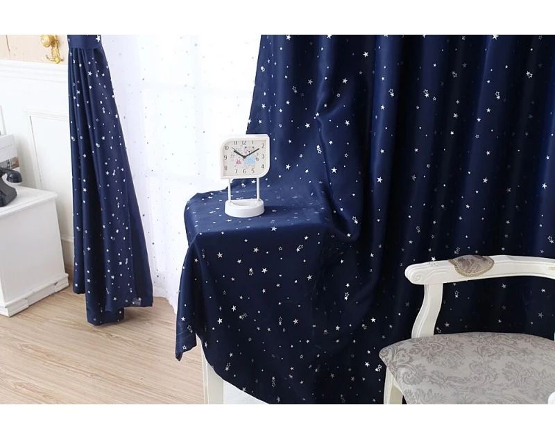 Современные оконные занавески s для гостиной спальни готовая подвесная затемненная сплошная Штора для детской комнаты с принтом звезды 1 панель для кухни