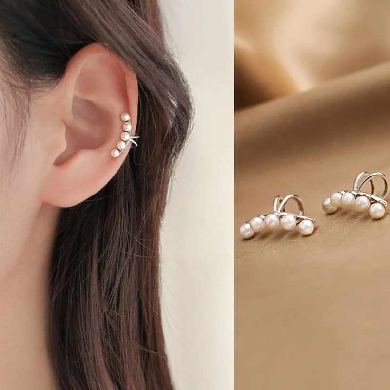 Silver Color Simple Pearl Ear Clip Earrings For Women Without Piercing Minimalist Fashion Jewelry Accessorie LIVVY ear clip earrings clip earrings ear clip ear accessories