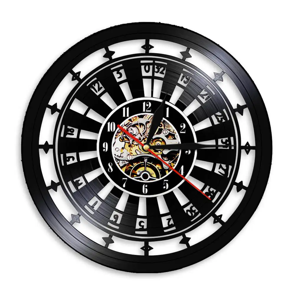 

Casino Gambling Roulette LED Wall Clock Las Vegas Wall Decor 777 Poker Game Vinyl Record Wall Clock Playing Card Clock Watch
