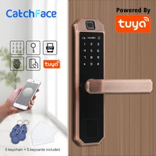 Электронный Bluetooth отпечаток пальца код замка двери, карта, ключ сенсорный экран цифровой пароль замок wifi умный замок с Tuya Smart APP