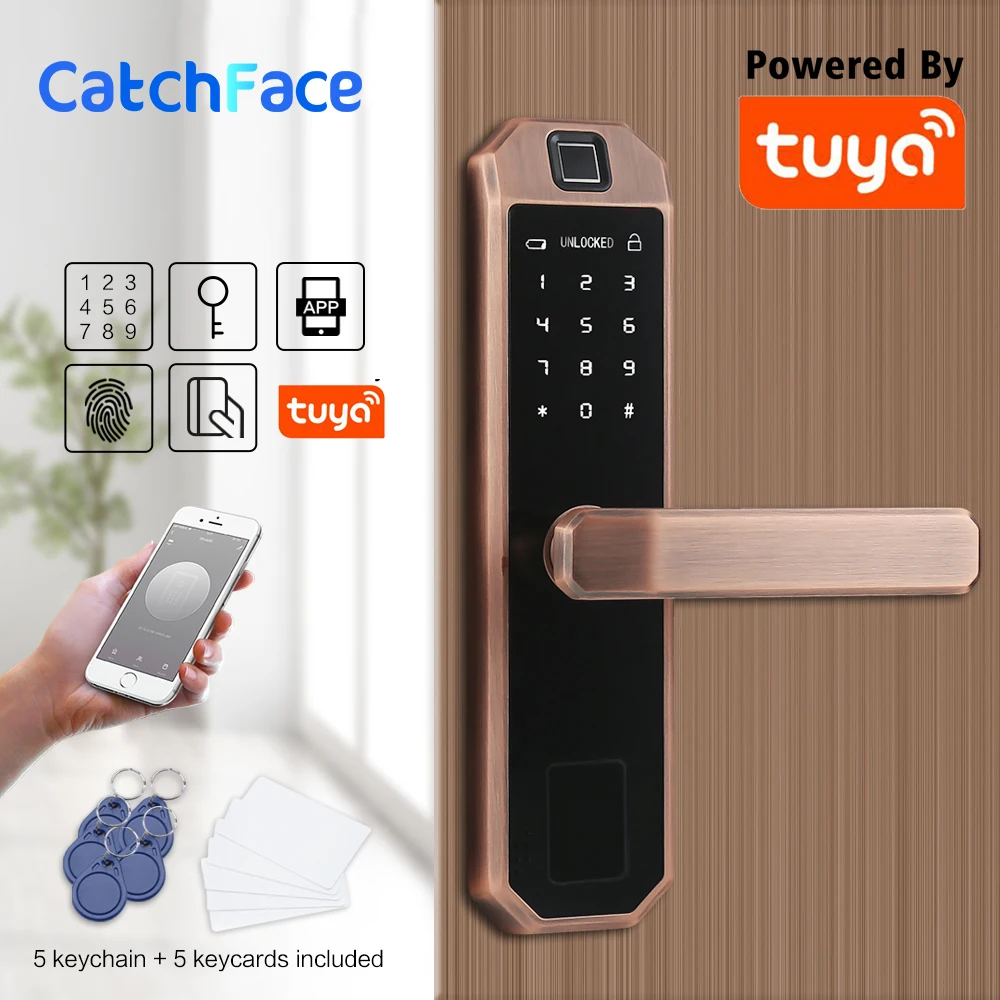  Electronic Bluetooth Fingerprint Door Lock CodeCard Key Touch Screen Digital Password Lock WIFI Sma - 32860751645