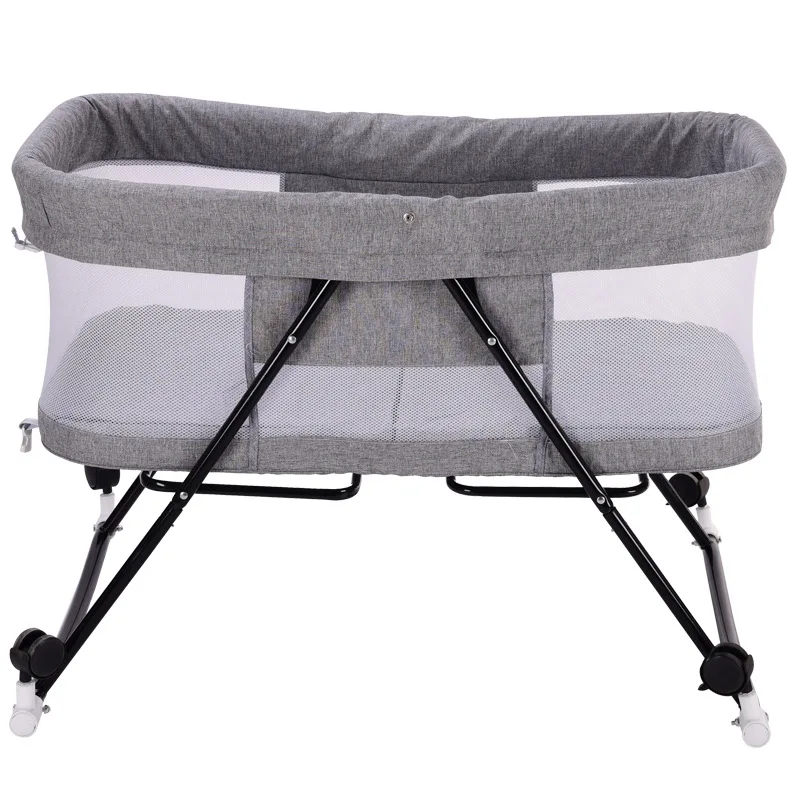IMBABY складное портативное детское гнездо детская кроватка для новорожденных кровать для сна кровать для путешествий с бампером разборная кроватка - Цвет: Gray