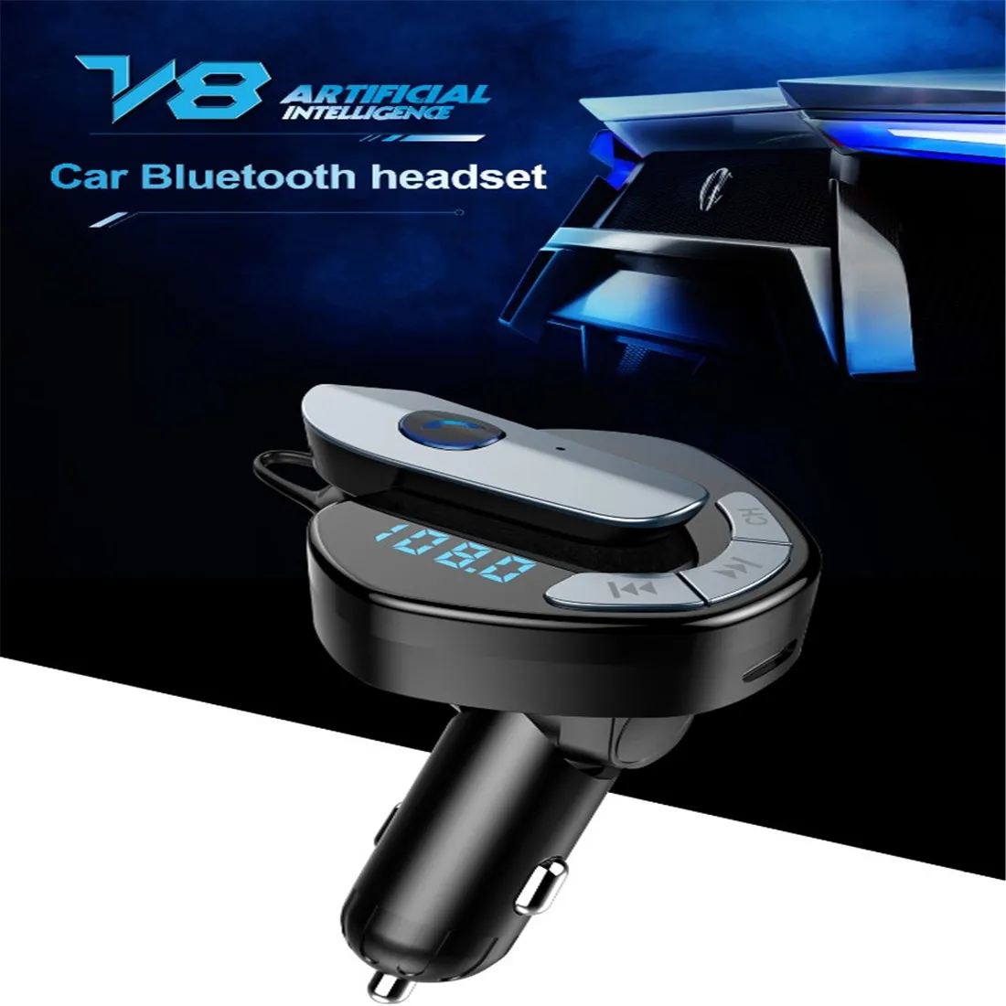 V8 Bluetooth FM передатчик Bluetooth адаптер авто радио передатчик, 2-Порты и разъёмы USB Ladeger? t mit QC3.0