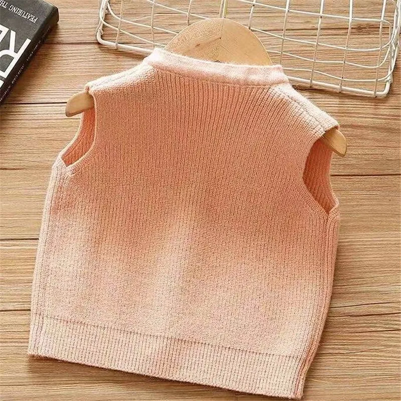 Lawadka Spring Kids Vest For Girl Fashion Bow Solid Children Cardigan Sweater Outwear Sleeveless Baby Waistcoat Clothes