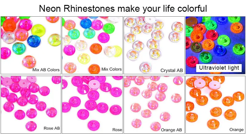 3 мм-10 мм стеклянные стразы пришивные неоновые стразы фосфоресцирующие кристаллы AB круглые пришивные стразы украшения для одежды B3867
