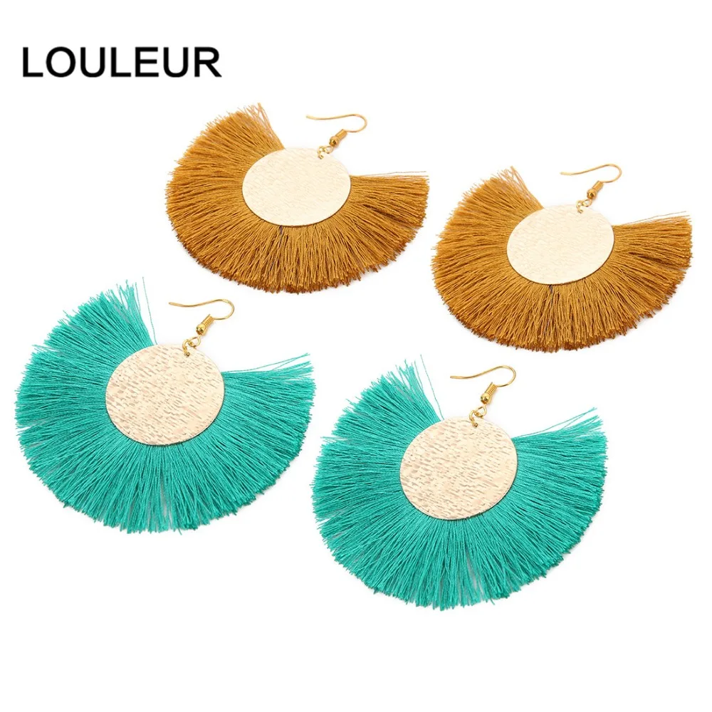 Louleur, красные, розовые, черные Висячие серьги для женщин, длинные серьги с кисточками, большие массивные золотые серьги, бохо, индийские ювелирные изделия, лето