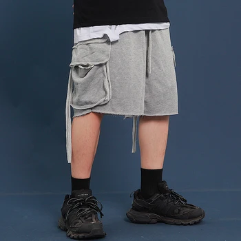 

EWQ / men's wear High Street hip-hop knee-length pants male 2020 summer new loose causal shorts big pocket elastic waist 9Y2005