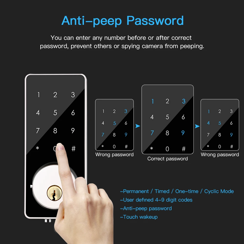 Kopen Smart Lock Keyless Entry Deurslot Nachtschoot Digitale Elektronische Bluetooth Deurslot met Toetsenbord Auto Lock voor Thuis
