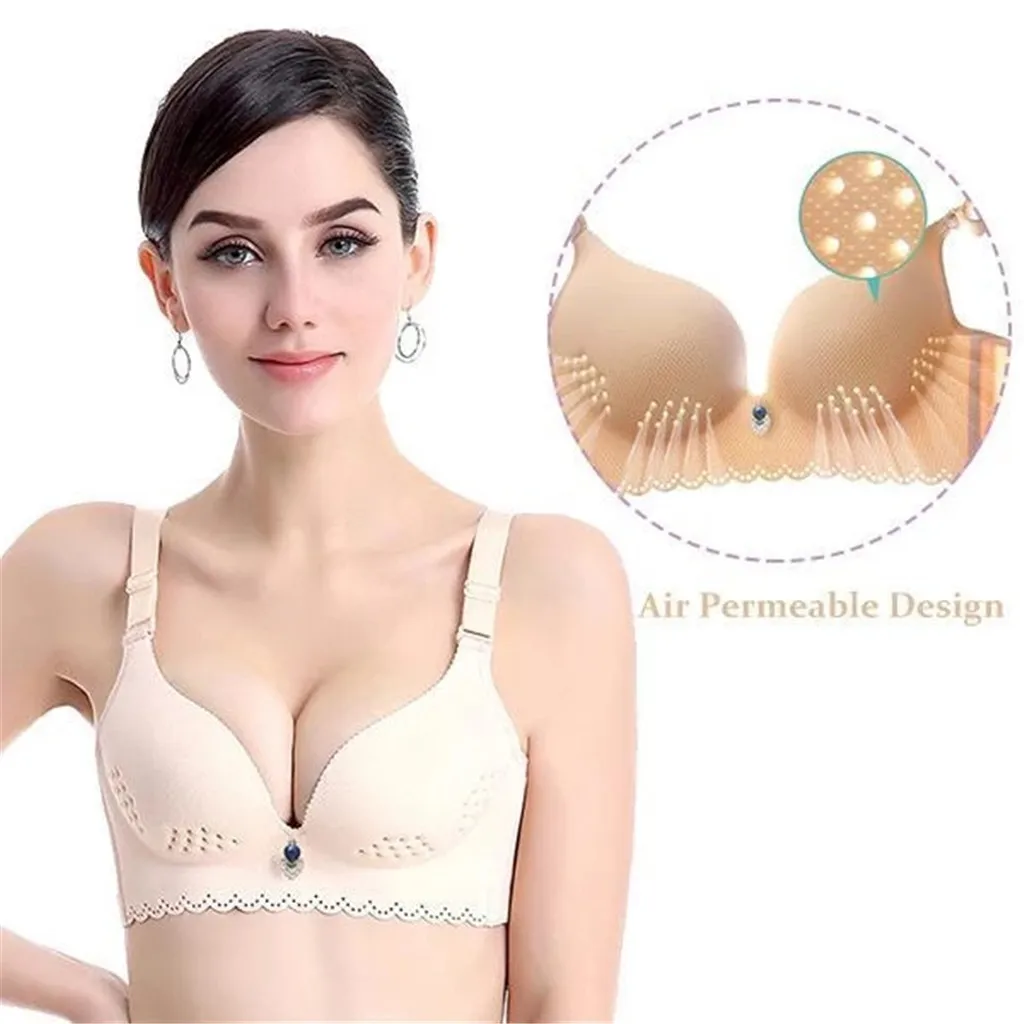 JAYCOSIN Seamless Push Up Bra Sexy Front Button Closure Bra Underwear Buckle Female Small Chest Underwire Bra Breathable