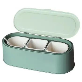 

1 Set Seasoning Box 3 Compartments Seasoning Case Kitchen Plastic Storage Box