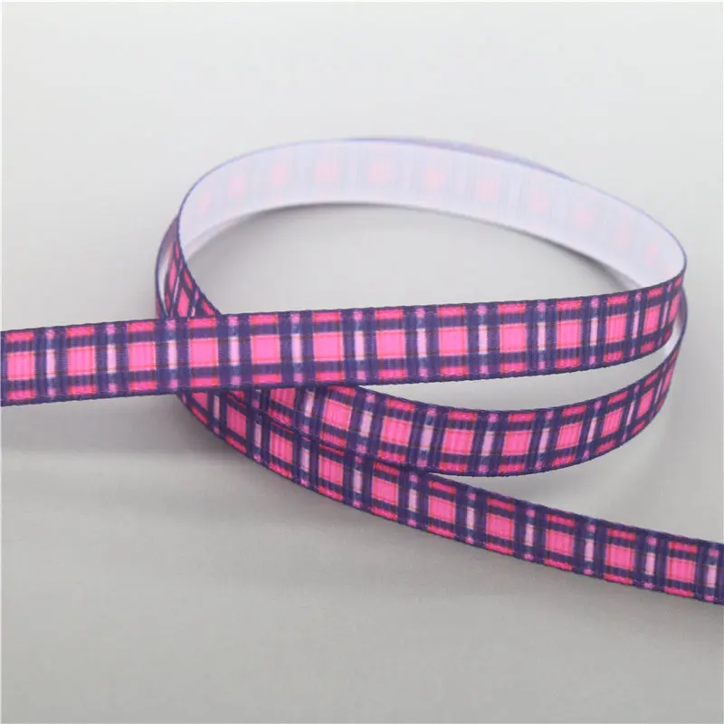 DHK 3/8'' 5yards Plaid Grid printed grosgrain ribbon Accessory hairbow headwear DIY decoration 9mm C1868