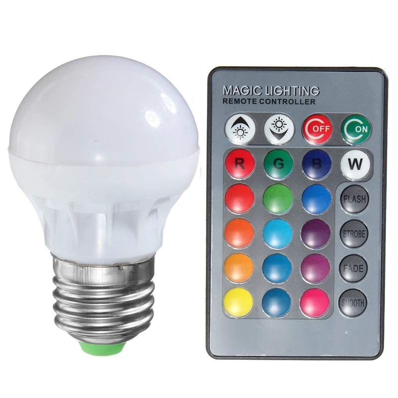 IR Remote Control SI 16 Color E27 3W RGB LED Lamp Light Magic Bulb Changing IR Remote Control SI 16 Color E27 3W RGB LED Lamp Light Magic Bulb Changing