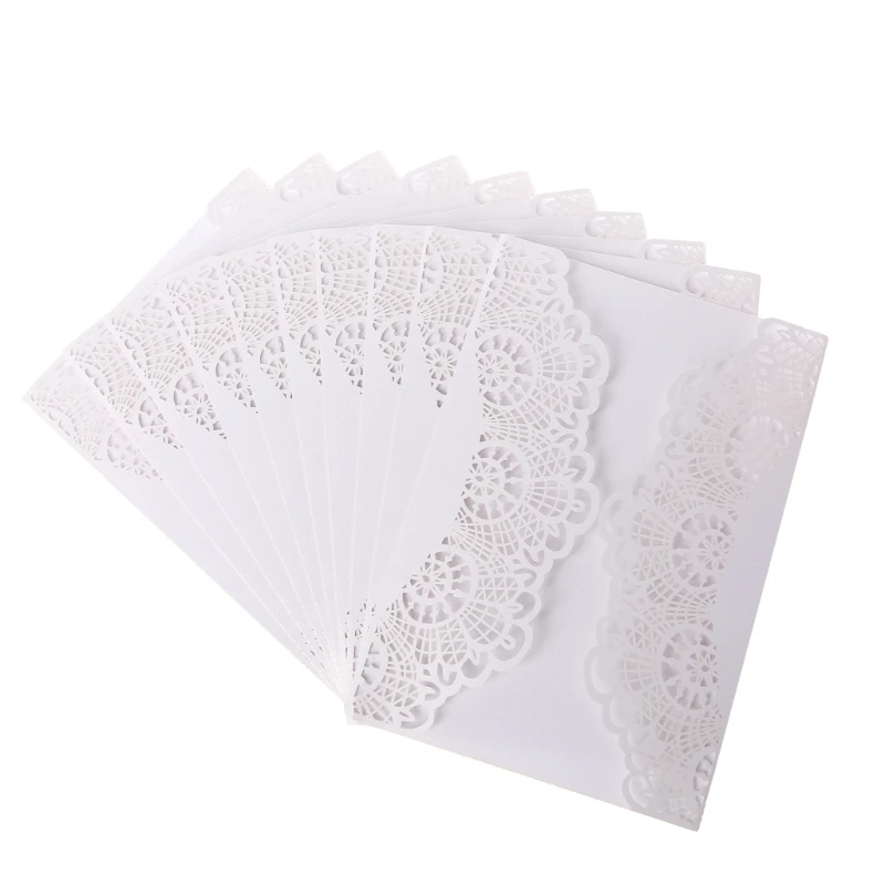  10Pcs Wedding Invitation Cards Kits With Envelopes Seals Personalized Printing D08D - 4.00036E+12