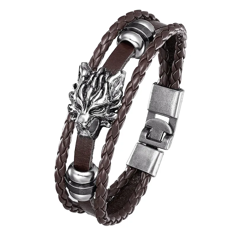 Модный винтажный кожаный браслет 2020 мужской многослойный тканый женский с